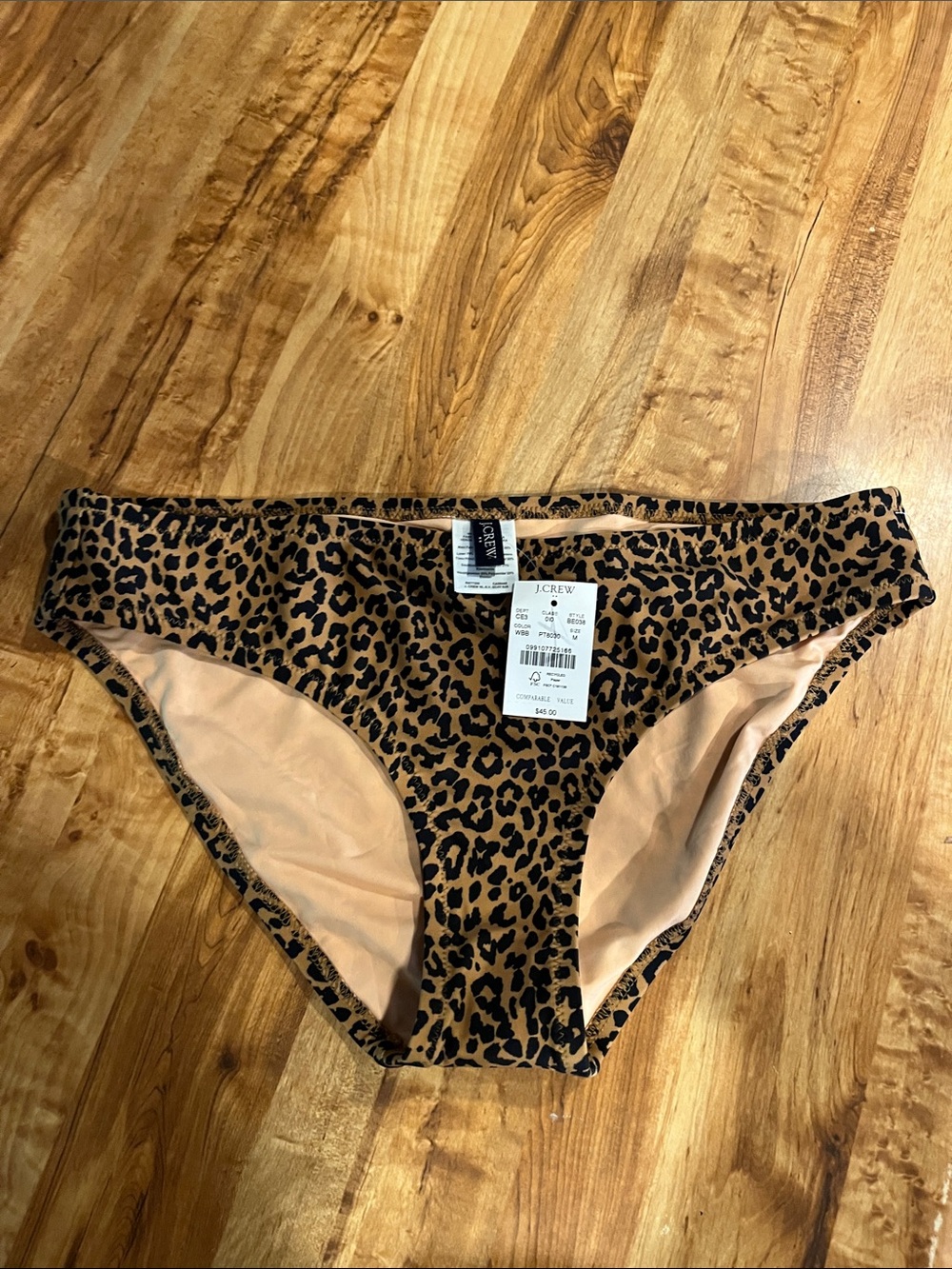 J. Crew Leopard-Print Bikini Bottoms in Tan and Black